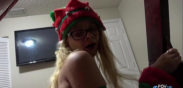  Santa spys on Blonde elf while she masturbates